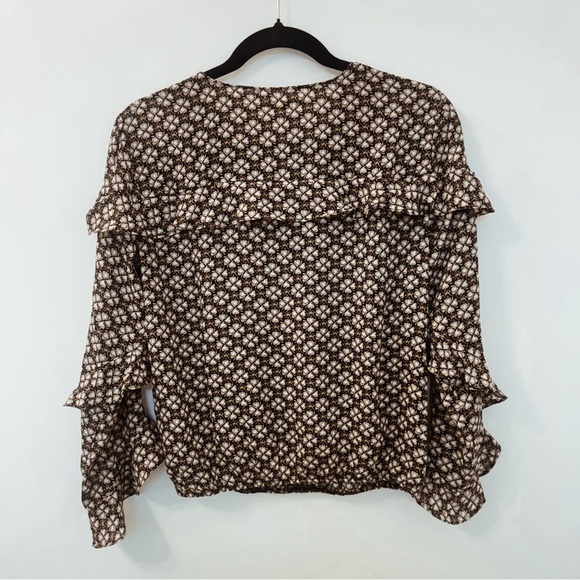 Max Studio Floral Ruffle Sleeve Faux Wrap Blouse - Picture 5 of 10